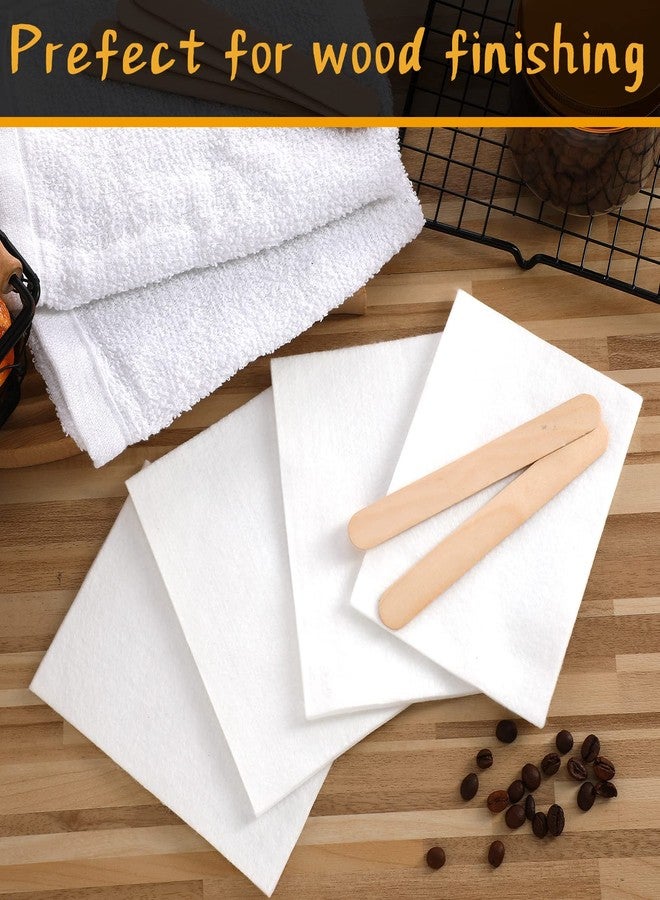 Oudain 27 Pieces Wood Wax Applicator, Includes 15 White Non-Woven Pads 2 Terry Cloth Buffing Towels and 10 Stirring Sticks for Polishing Cutting Board and Multi Purpose Use in Home - Image 4