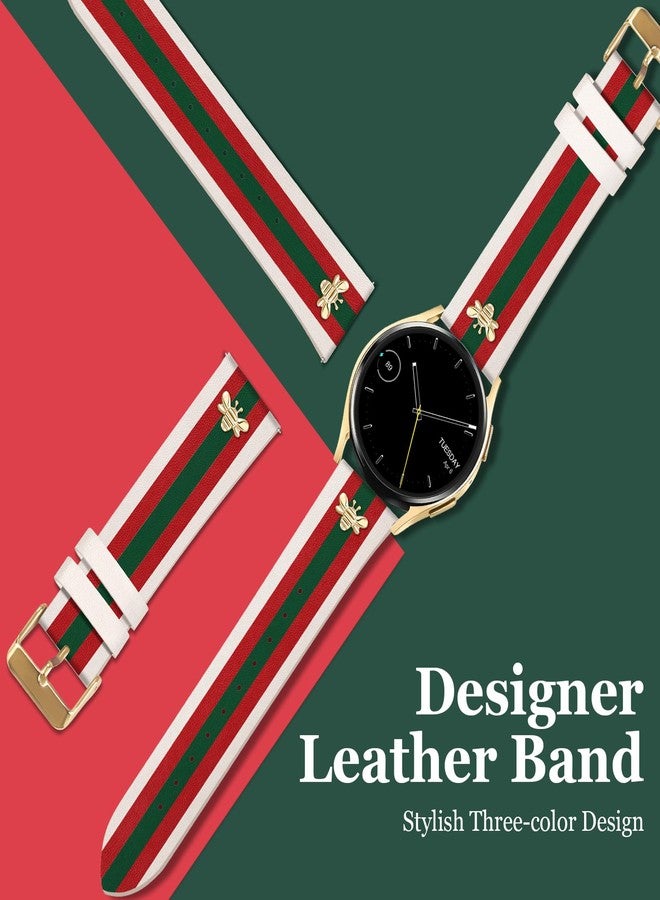 MOINSPIRE Designer Leather Bands with Charms Compatible with Samsung Galaxy Watch 7/6/5/4/Active 2 40mm 44mm/Watch 6 Classic 43mm 47mm/Watch 5 Pro 45mm/Watch 4 Classic 42mm 46mm, 20mm - Image 3