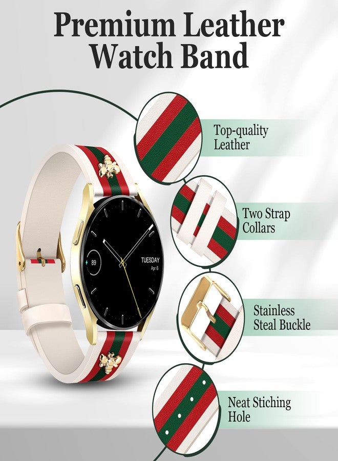 MOINSPIRE Designer Leather Bands with Charms Compatible with Samsung Galaxy Watch 7/6/5/4/Active 2 40mm 44mm/Watch 6 Classic 43mm 47mm/Watch 5 Pro 45mm/Watch 4 Classic 42mm 46mm, 20mm - Image 4