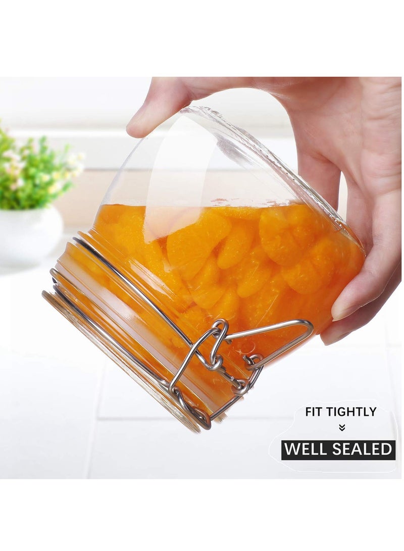 KASTWAVE طقم حاويات زجاجية محكمة الإغلاق 4 قطع بسعة 17 أونصة لتخزين الطعام - حاوية تخزين مع ختم شفاف وآلية تثبيت سلكية للحفاظ على الأطعمة في المطبخ مثل الحبوب، المعكرونة، السكر، الفاصوليا، التوابل (4 قطع) - Image 3