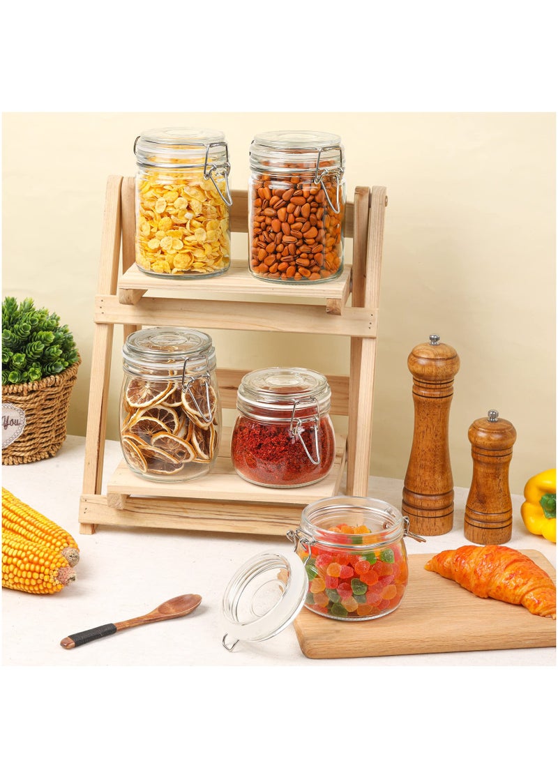 KASTWAVE طقم حاويات زجاجية محكمة الإغلاق 4 قطع بسعة 17 أونصة لتخزين الطعام - حاوية تخزين مع ختم شفاف وآلية تثبيت سلكية للحفاظ على الأطعمة في المطبخ مثل الحبوب، المعكرونة، السكر، الفاصوليا، التوابل (4 قطع) - Image 5