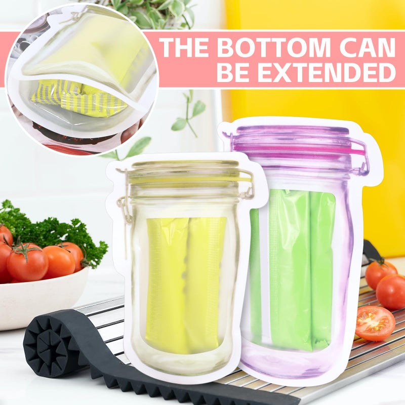 Fireboomoon 30 PCS Multi-Size Mason Jar Bottle Pattern Zipper Bags,Reusable Airtight Seal Leak-Proof Portable Food Snack Save Storage Pouch Bag for Travel Picnic Camping and Kids - Image 5