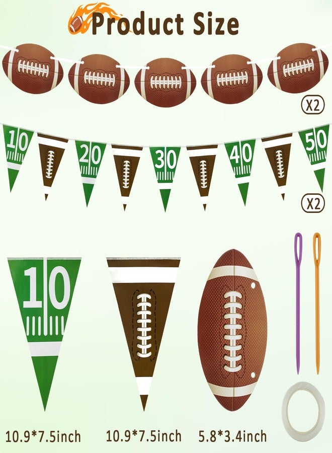 Lukinuo Football Party Banner 4Pcs American Football Pennant Banner Rugby Party Garland Football’s Triangle Banners Flags for Sports Birthday Party Game Day Tailgate Party Supplies - Image 2
