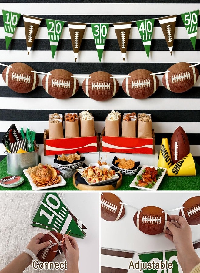 Lukinuo Football Party Banner 4Pcs American Football Pennant Banner Rugby Party Garland Football’s Triangle Banners Flags for Sports Birthday Party Game Day Tailgate Party Supplies - Image 3