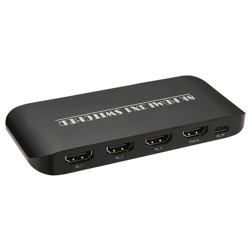 مبدل HDMI 8K 3 مدخلات 1 مخرج: عرض نطاق ترددي 48 جيجابت في الثانية، يدعم 8K@60 هرتز و4K@120 هرتز - التحكم عن بعد بالأشعة تحت الحمراء والتحكم من سطح المكتب - توصيل واستخدام فوري، بدون تأخير في الإشارة، منتقي HDMI أسود لمنازل السينما، الألعاب، غرف الاجتماعات في المكاتب - Image 1