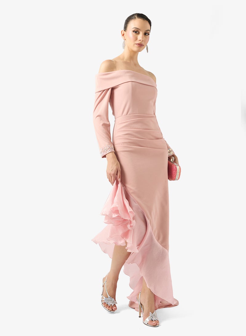 نمشي x فستان بحافة مكشكشة غير متماثلة - Image 5