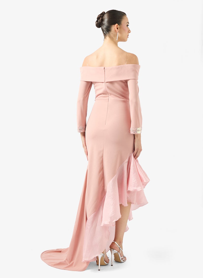 نمشي x فستان بحافة مكشكشة غير متماثلة - Image 2