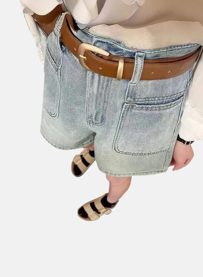 YUNIQEE Blue High-Rise Denim Shorts