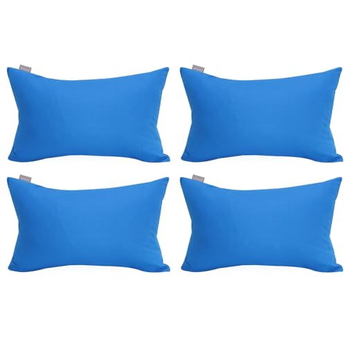 Thmyo 4-Pack 100% Cotton Lumbar Comfortable Solid Decorative Throw Pillow Case, Rectangle Cushion Cover Pillowcase Sublimation Blank Pillow Covers DIY Throw Pillowcase(12x20inch/30x50cm, Blue) - Image 1