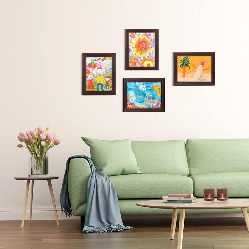 WUIRCCX 8.5x11 Kids Art frame,Front Opening with HD Glass,Horizontal and Vertical Art Display For Kids Artwork,Photos,Crafts,Drawing(Brown,2-Pack) - Image 5