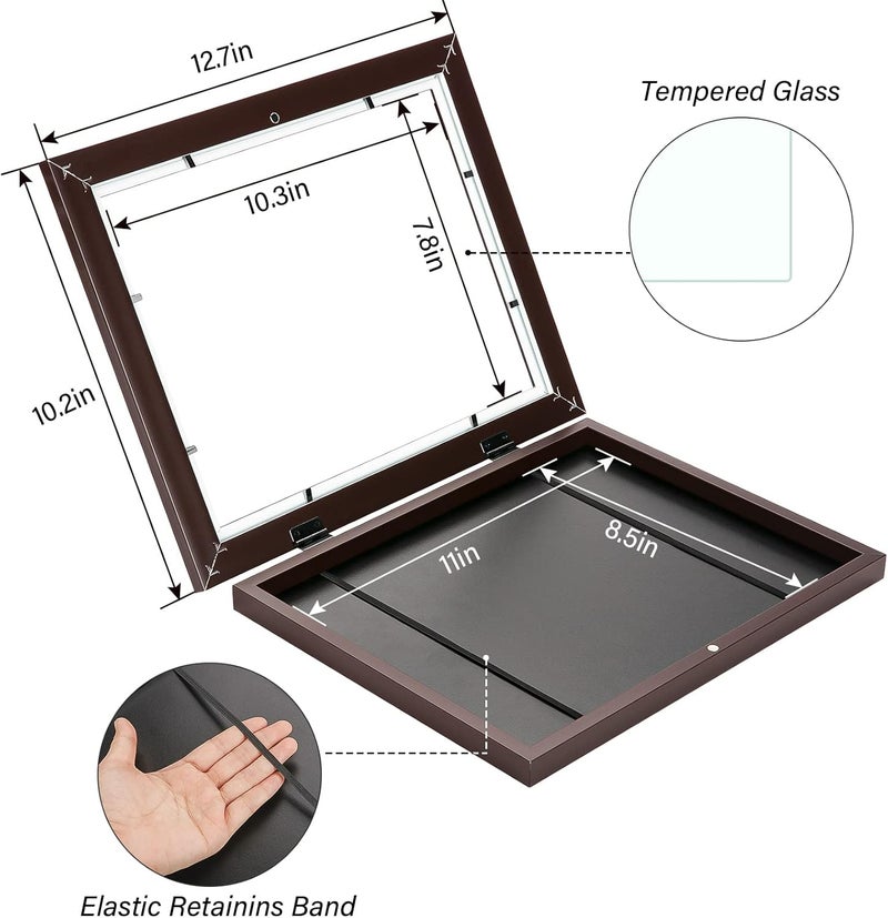 WUIRCCX 8.5x11 Kids Art frame,Front Opening with HD Glass,Horizontal and Vertical Art Display For Kids Artwork,Photos,Crafts,Drawing(Brown,2-Pack) - Image 2