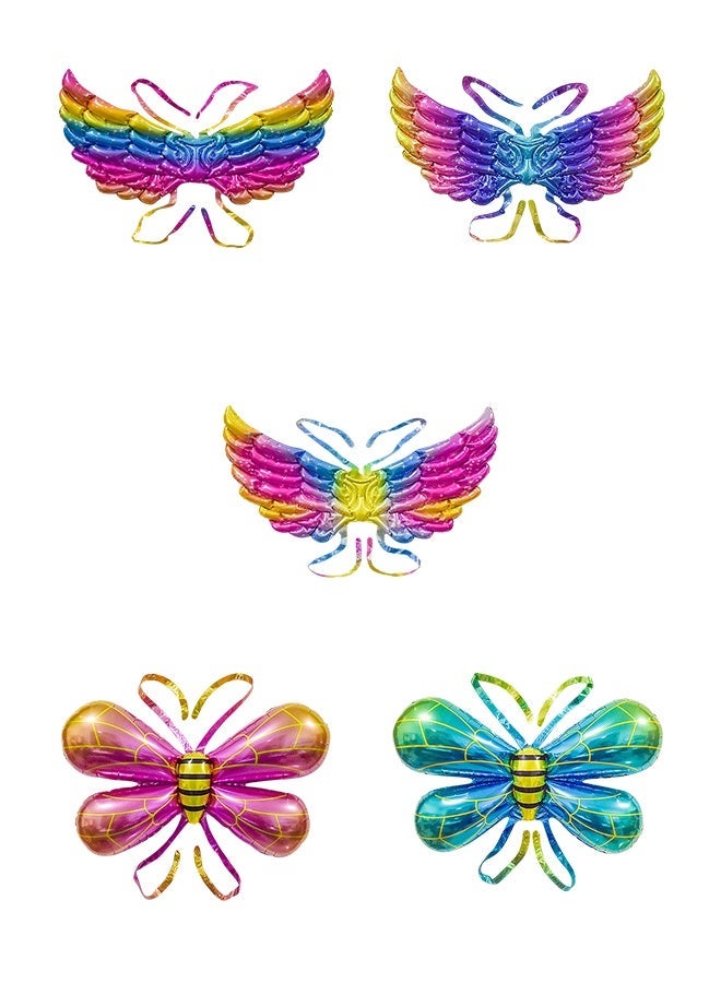 Betaoby 4 Pcs Mixed Butterfly Fairy Wing Balloons - Foil Mylar Butterfly Wing Balloons, Fairy Balloons for Girls' Birthday Parties, Role-Playing & Butterfly Costumes - Image 3