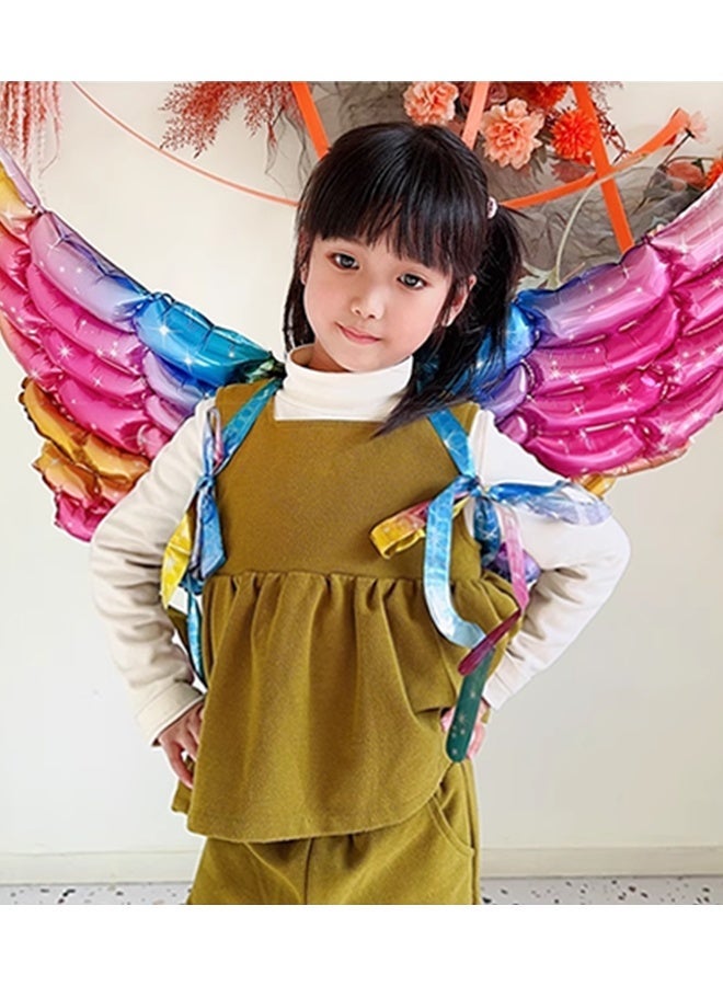 Betaoby 4 Pcs Mixed Butterfly Fairy Wing Balloons - Foil Mylar Butterfly Wing Balloons, Fairy Balloons for Girls' Birthday Parties, Role-Playing & Butterfly Costumes - Image 1