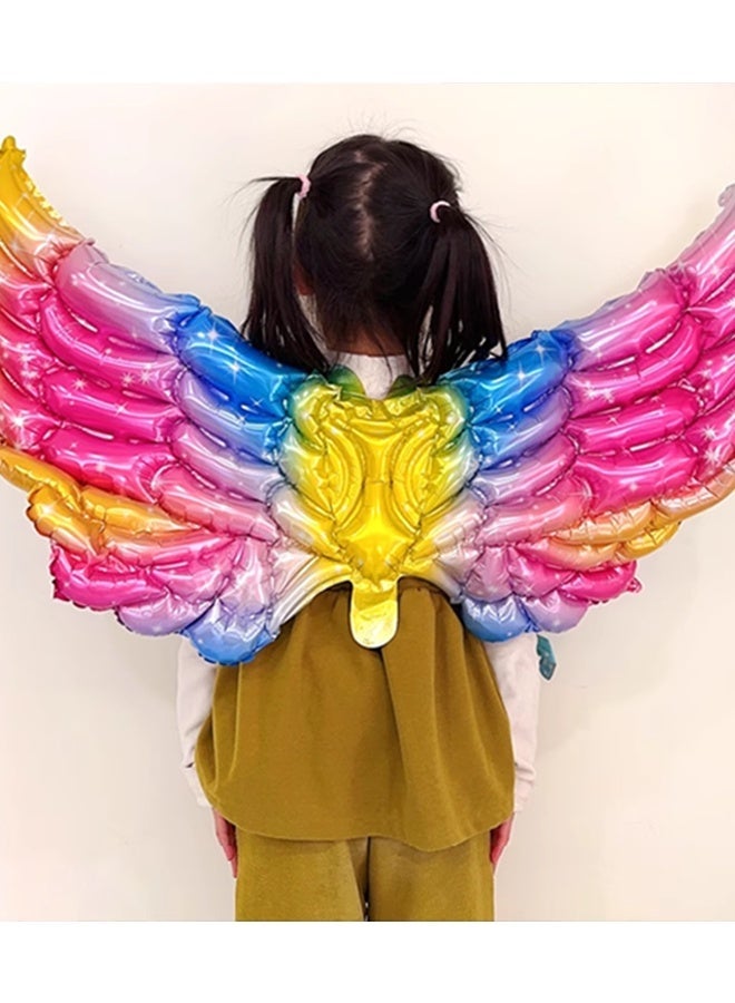 Betaoby 4 Pcs Mixed Butterfly Fairy Wing Balloons - Foil Mylar Butterfly Wing Balloons, Fairy Balloons for Girls' Birthday Parties, Role-Playing & Butterfly Costumes - Image 2