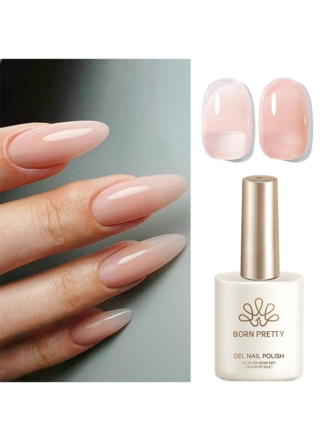 Born Pretty Color Nail Gel, Gel Nail Polish, UV & LED Soak Off, Nude Pink Gel Nail Polish, Sheer Jelly Formula Long-Lasting 14 Days Wear Nail Lacquer for Home & Salon Use 15ml - Image 1