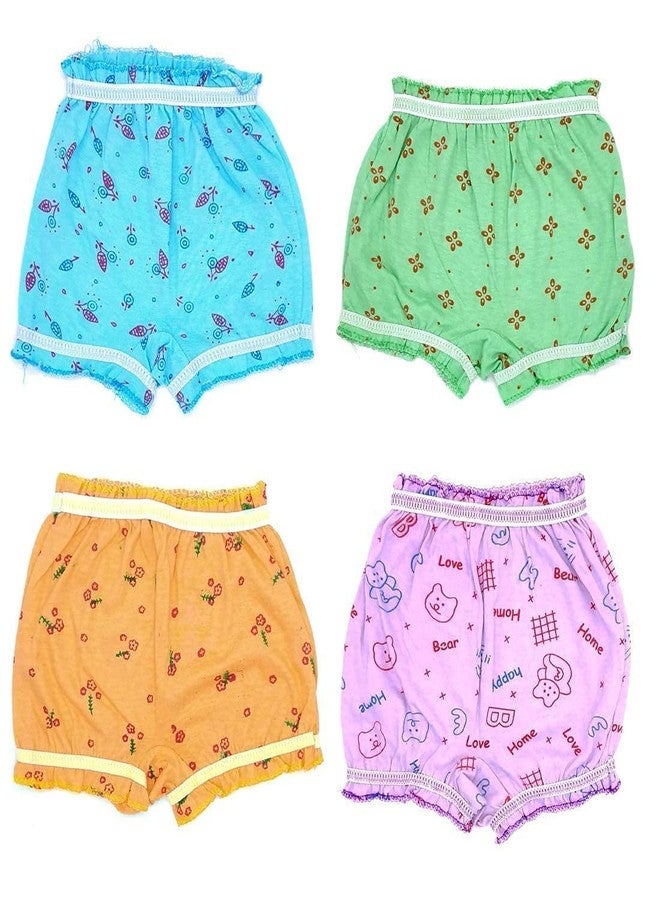 Hivata Baby Girls Super Soft Bloomer Unisex, 100% Pure Cotton Innerwear Breathable & Super Soft Underwear Newborn Printed Panty Baby Bloomer (Pack of 4) Multi (18 Month - 24 Month) Multicolour