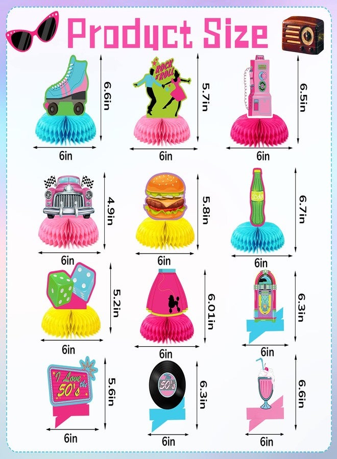 Jecery 12 Pcs 1950's Rock and Roll Honeycomb Centerpieces 50's Party Decorations 50s Retro Rock Music Soda Shop Table Toppers Centerpieces for Retro 50's 60's Theme Party Favors - Image 2