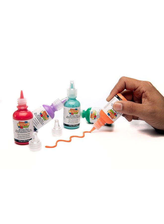 Scribbles Bulk Buy: Scribbles Shiny 3D Paint - Pack of 20 Ultra Bright, Nontoxic & Permanent Dimensional Paints for Fabrics, T-shirts, Backpacks, Posters, Glass, Wood and More, 1 Fl Oz (Pack of 20)  - Image 2
