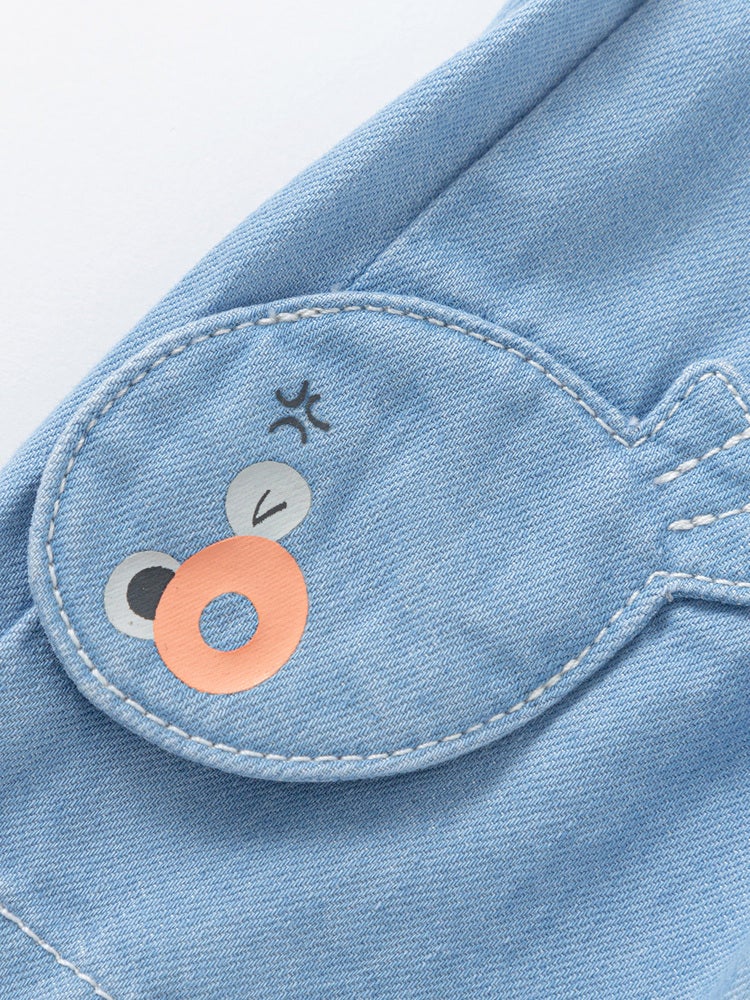 Balabala Boys' Denim Shorts With Fish Emblem - Image 5