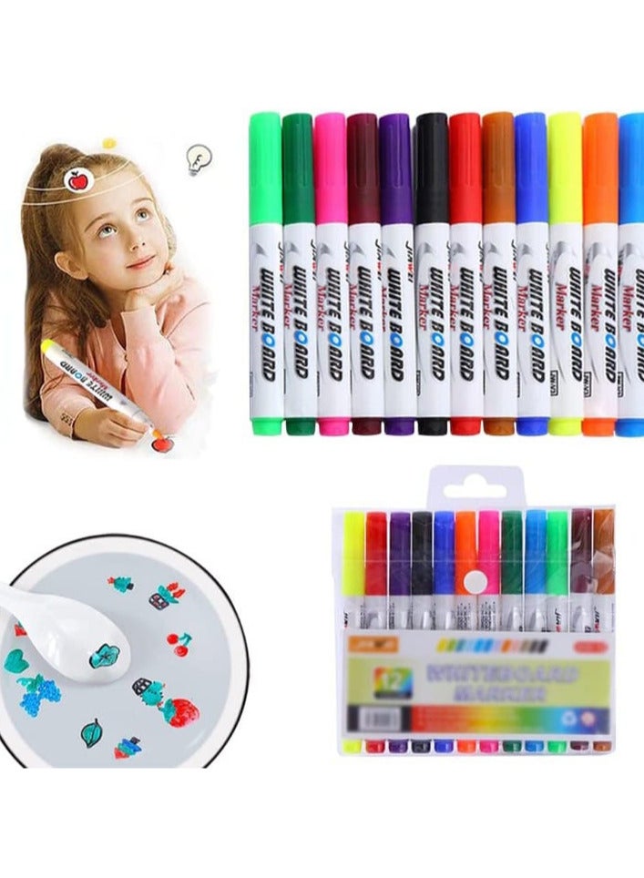 A set of 12 whiteboard markers, magical water-based drawing and coloring pens, magic drawing pens, whiteboard markers, water-drawing markers, eco-friendly coloring pens for teaching drawing. - Image 1