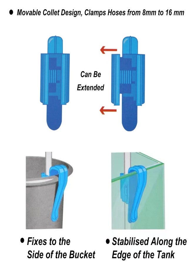Lazmin Tube Clip, 2Pcs Multifunction Plastic Adjustable Fish Mounting Clip, Water Pipe Tube Clamp Hose Holder for Fish or Bucket - Image 2