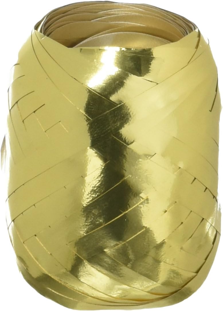 BCE1281 3/16" x 66ft Curl Keg Gold Glitter Ribbon