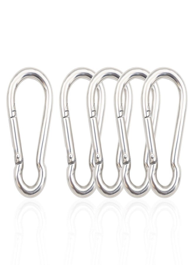 Elechobby 304 Stainless Steel Carabiner Clip, Mini Pear-Shaped Spring Hook for Outdoor,Keychain - Small Safety Locking Carabiner (Silver-M4) - Image 1