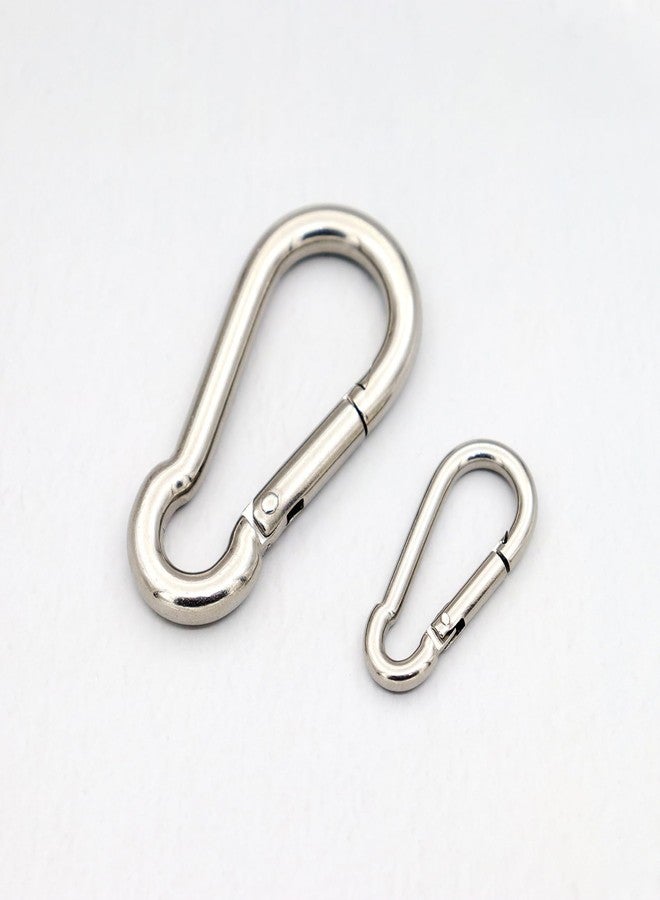 Elechobby 304 Stainless Steel Carabiner Clip, Mini Pear-Shaped Spring Hook for Outdoor,Keychain - Small Safety Locking Carabiner (Silver-M4) - Image 2