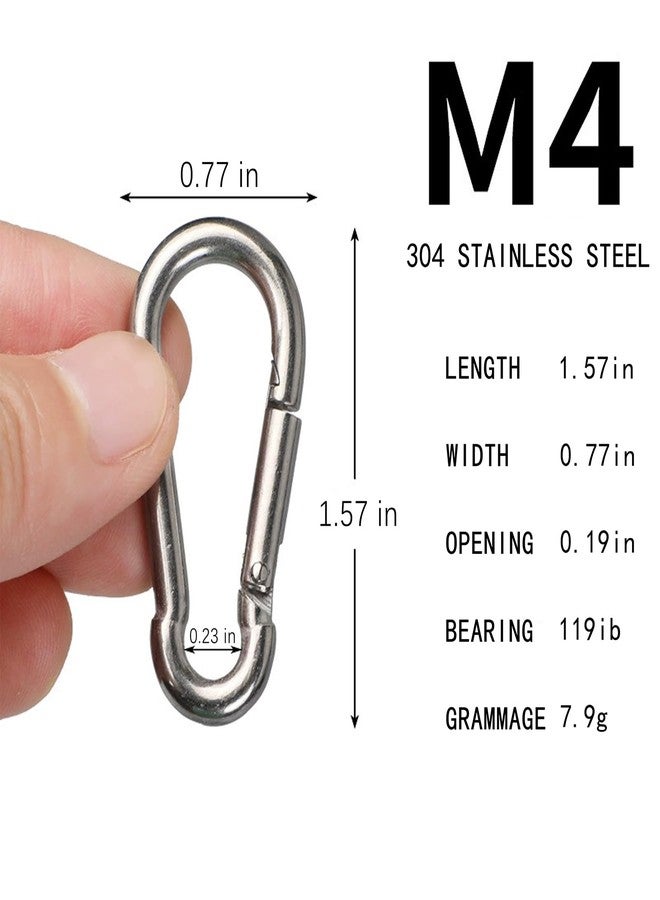 Elechobby 304 Stainless Steel Carabiner Clip, Mini Pear-Shaped Spring Hook for Outdoor,Keychain - Small Safety Locking Carabiner (Silver-M4) - Image 3