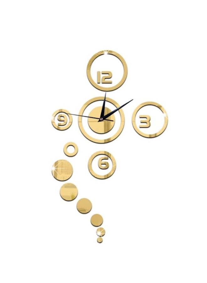 NIBEMINENT 3D Acrylic Material Removable Wall Clock Gold 