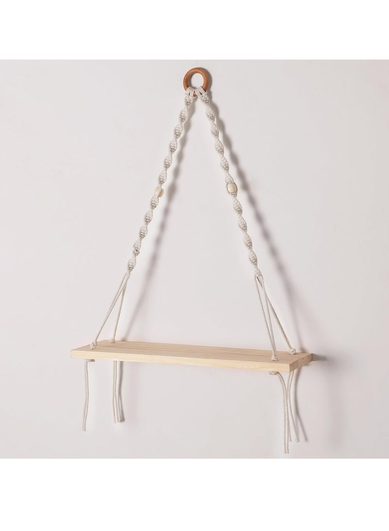 Accessories 22 Wall Hanging Shelf Bohemian Designs Home DÃ©cor Natural Pine Wooden Shelves and Cotton Cord Shelve for Living Room (Twisted Fine Art) - Image 4