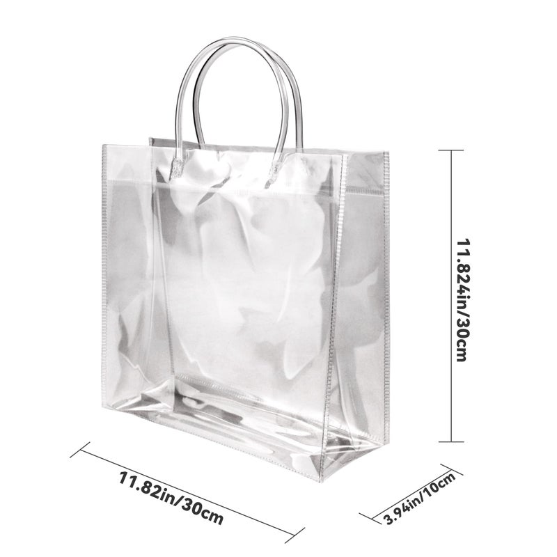 Badenbach 16 Pcs Large Clear Gift Bags With Handle 11.82 "" X 11.82 "" X 3.94 ""  Plastic Gift Bags Clear Party Favors Bag Reusable Clear Tote Bags For Boutique Wedding Birthday Baby Shower Mother 'S Day - Image 2