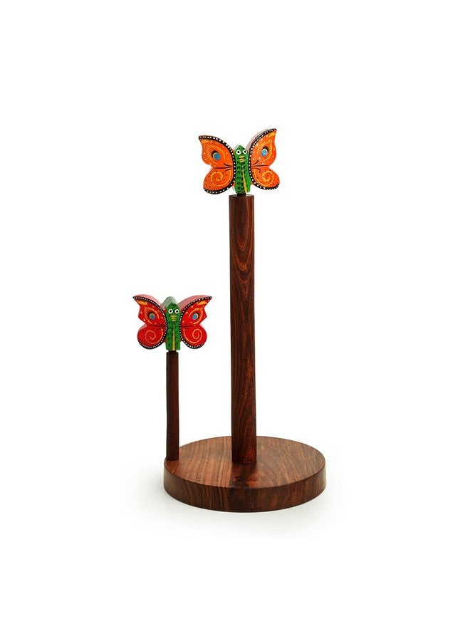 ExclusiveLane 'Vibrant Flutter' Handcrafted Kitchen Tissue Holder Stand & Tissue Roll Holder (Sheesham Wood)|Tissue Roll Holder for Dining Table Tissue Roll Dispenser for Kitchen| - Image 2