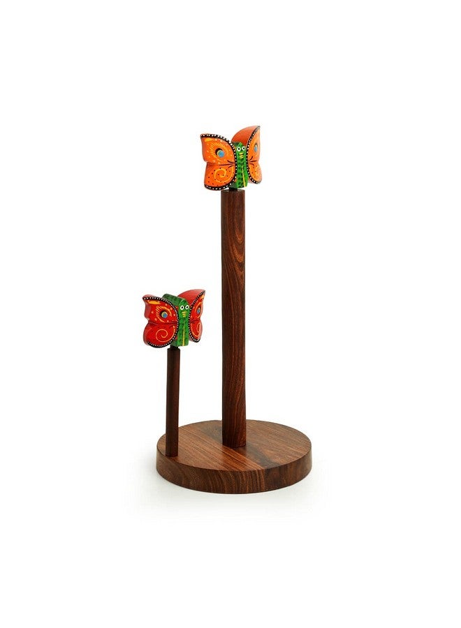 ExclusiveLane 'Vibrant Flutter' Handcrafted Kitchen Tissue Holder Stand & Tissue Roll Holder (Sheesham Wood)|Tissue Roll Holder for Dining Table Tissue Roll Dispenser for Kitchen| - Image 3