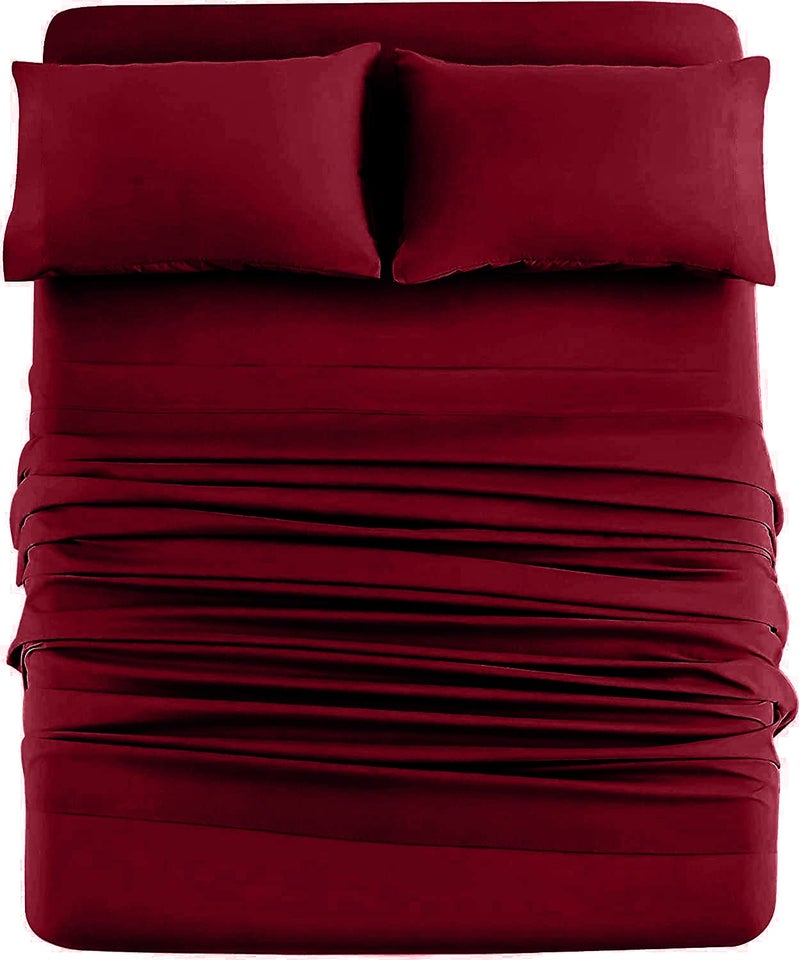 DAN RIVER DAN RIVER Queen Jersey Sheet Set|Luxury Heather 100% Cotton Bed Sheets|T-Shirt Sheets|All Season Bedding|Soft Comfortable Deep Pocket Jersey Cotton Bed Sheets (4Pc  Queen  Burgundy)  - Image 1