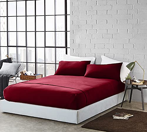 DAN RIVER DAN RIVER Queen Jersey Sheet Set|Luxury Heather 100% Cotton Bed Sheets|T-Shirt Sheets|All Season Bedding|Soft Comfortable Deep Pocket Jersey Cotton Bed Sheets (4Pc  Queen  Burgundy)  - Image 2