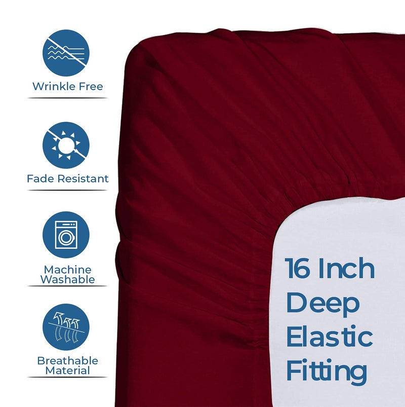 DAN RIVER DAN RIVER Queen Jersey Sheet Set|Luxury Heather 100% Cotton Bed Sheets|T-Shirt Sheets|All Season Bedding|Soft Comfortable Deep Pocket Jersey Cotton Bed Sheets (4Pc  Queen  Burgundy)  - Image 5