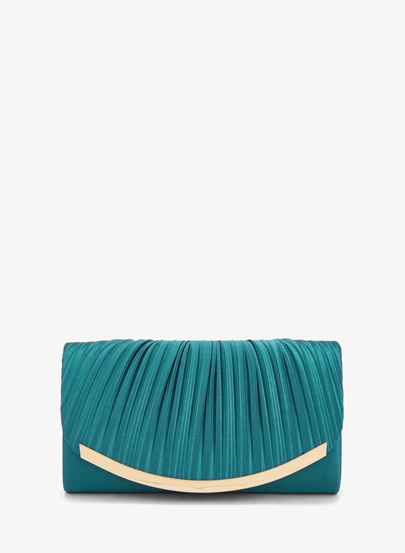 Pleated Clutch With Detachable Chain Strap