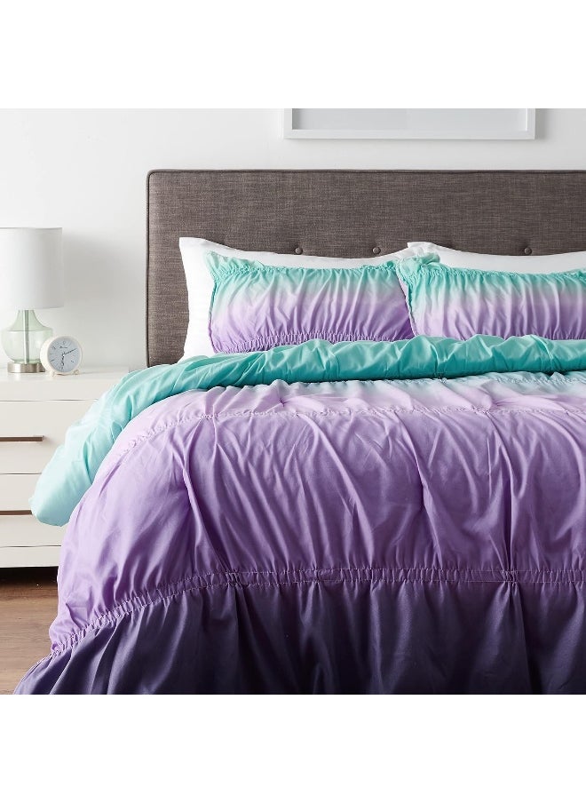Heritage Kids Heritage Kids Casa Ombre Ruched 3 Piece Comforter Set, Queen, Blue  - Image 5