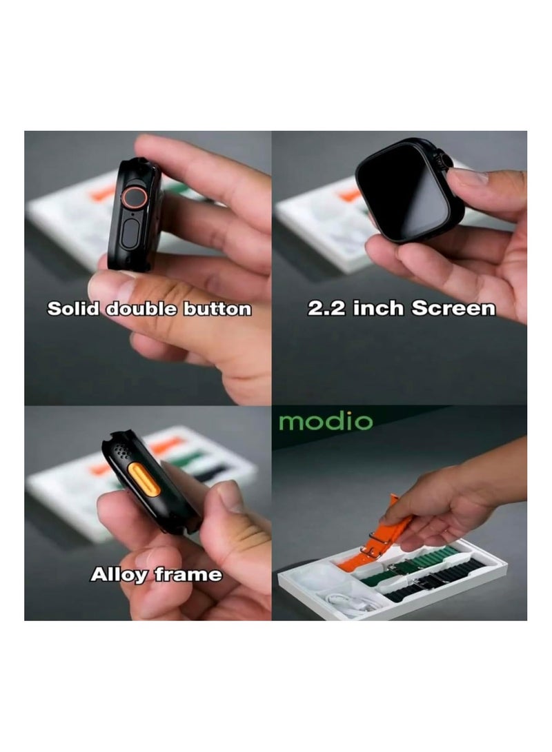 modio 4G Ultra 2.2 Inch HD Display Smart Watch with Three Set Strap For Men & Women - Image 3