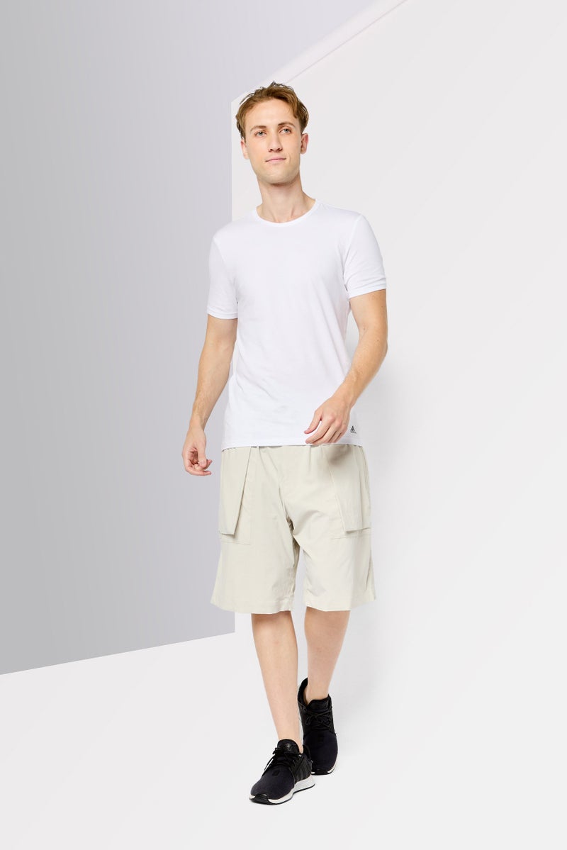 Adidas Men Sportswear Fit Brand Logo Outdoor Shorts, Grey  - Image 2