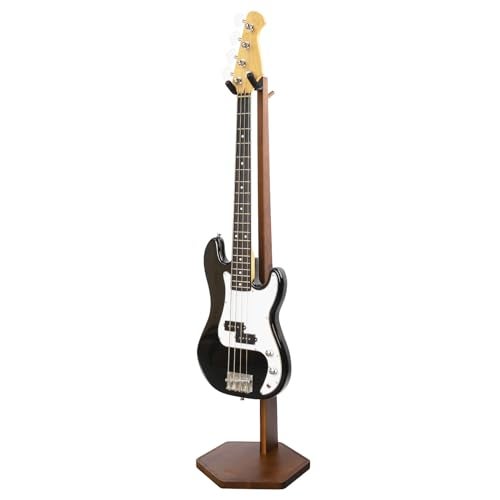 STRICH Bass Guitar Stand HardWood 441 Height Floor Guitar Dispaly Walnut Guitars Holder with Hanger for Home Studio FH2 Bass Display - Image 1
