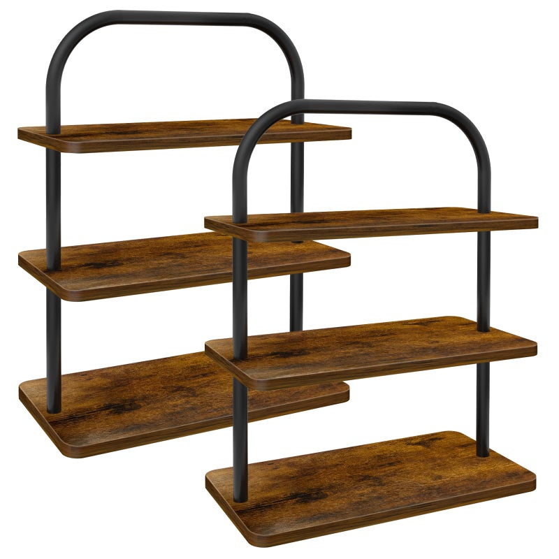 OugeWood 3 Tier Cupcake Stand 2 PACK Wooden Metal Cupcake Stand Reusable Cupcake Display Stand Tiered Tray Stand Dessert Table Display Set Serving Trays for Party Rustic Farmhouse Vendor - Image 1