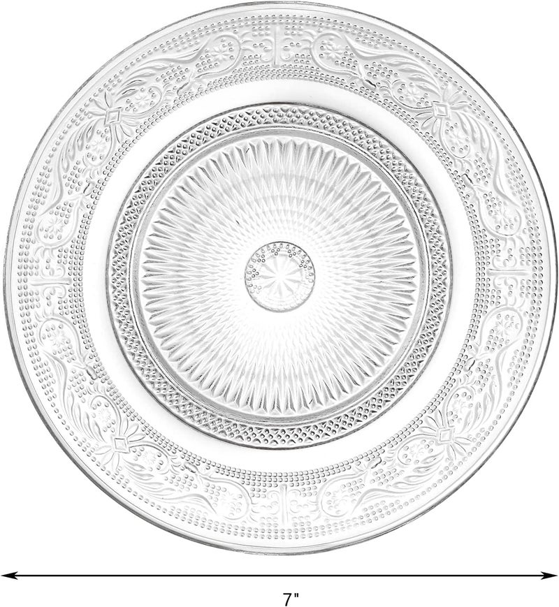 HAPPY BORN 7 inch Set of 6 Glass Plate Breakfast Plate Dessert Plate Dinner Plate Serving Plate Flat Nostalgia Placemat Pizza Plate Pasta Plate Fruit Plate Salad Plate Cake Clear - Image 2