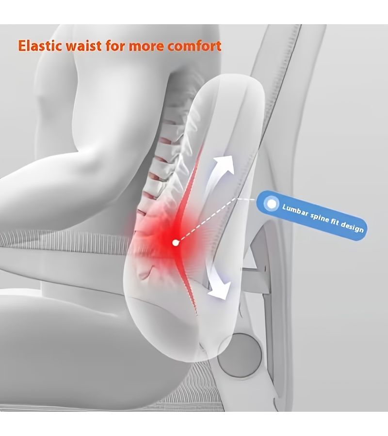 1pc Travel Lumbar Pillow Press Inflatable Back Support Pad Posture Corrector Small Portable For Airplane Seat Grey - Image 2