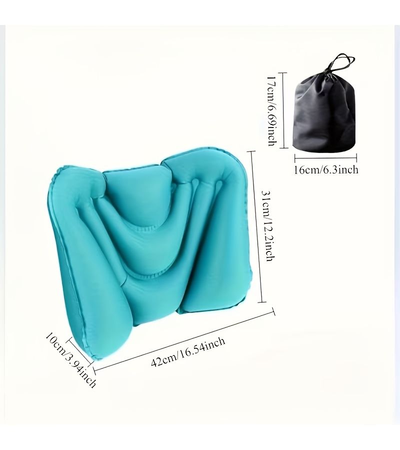 1pc Travel Lumbar Pillow Press Inflatable Back Support Pad Posture Corrector Small Portable For Airplane Seat Grey - Image 3