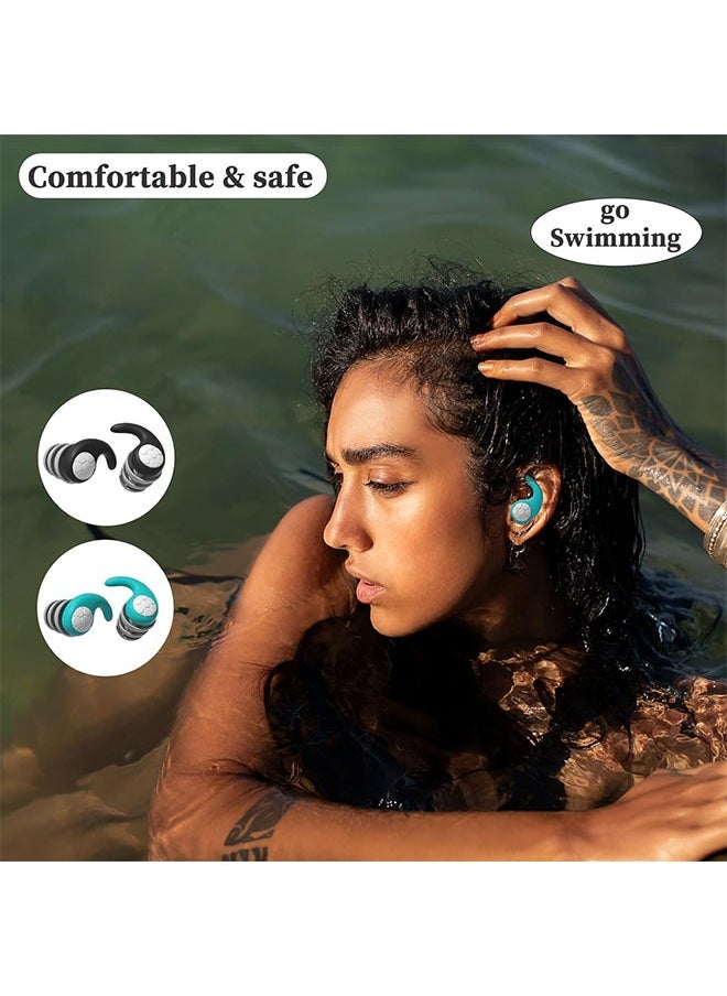 Kinmed 2 Pairs Ear Plugs for Sleeping Noise Reduction, Swimming Ear Plugs,  Also be Used as Silent Ear Plugs, Unisex for Slepping Swimming Surfing Shower (Black/Greenish)  - Image 3