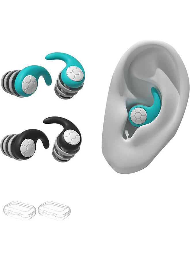 Kinmed 2 Pairs Ear Plugs for Sleeping Noise Reduction, Swimming Ear Plugs,  Also be Used as Silent Ear Plugs, Unisex for Slepping Swimming Surfing Shower (Black/Greenish)  - Image 1