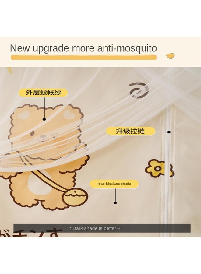 Bluejw Zippered Shading Bed Curtain Mosquito Net Integrated Upper And Lower Sleeping Cartoon Curtain For Dormitory Student Dormitory - Image 3