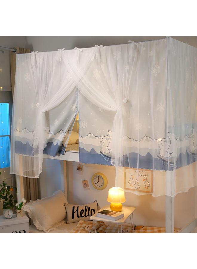 Bluejw Zippered Shading Bed Curtain Mosquito Net Integrated Upper And Lower Sleeping Cartoon Curtain For Dormitory Student Dormitory - Image 1